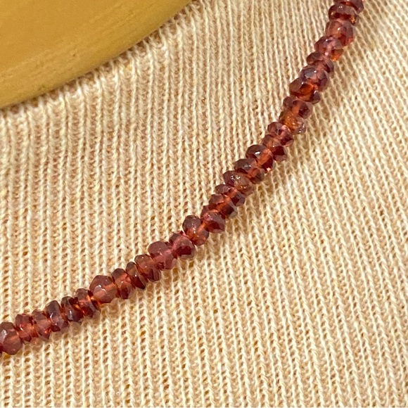 Natural Hessonite Small Faceted Rondell Beaded Choker Necklace - Picture 4 of 9